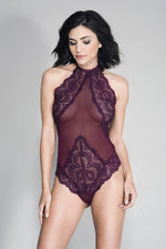 Load image into Gallery viewer, High Neck Lace Trim Teddy
